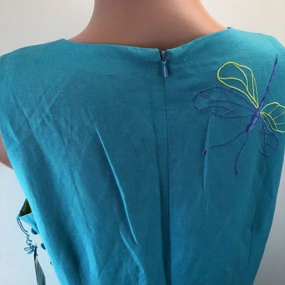 Donna Morgan Vintage Floral Embroidered Maxi Linen Dress Women’s 16 - Picture 11 of 16